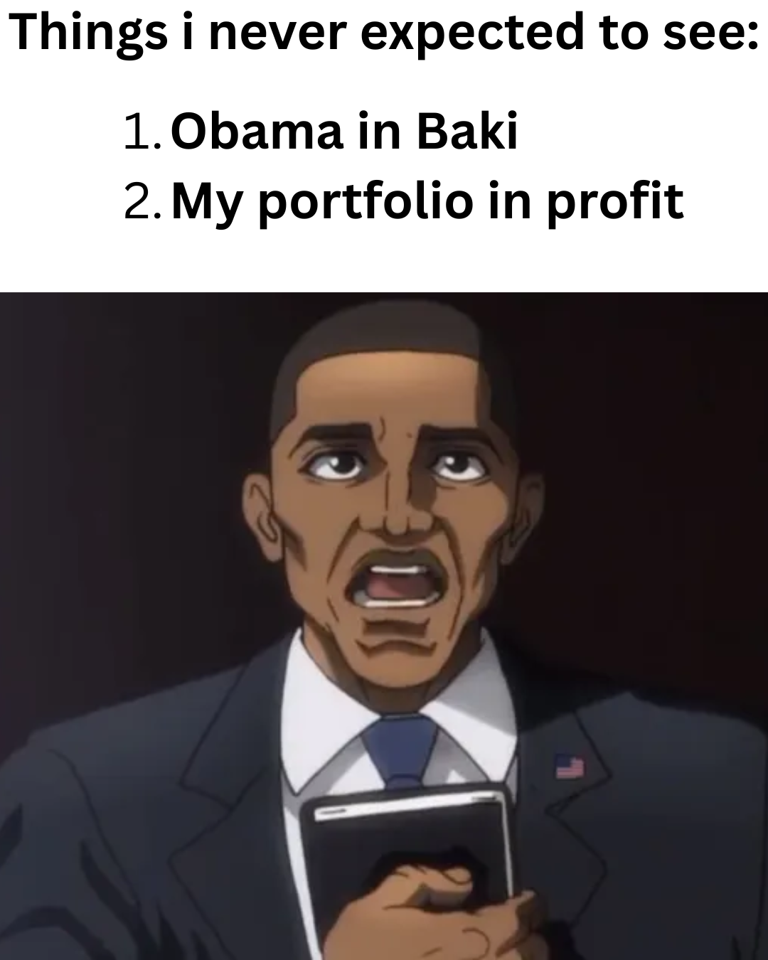 Things I never expected to see: Obama in Baki. My portfolio in profit.